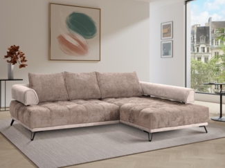 Vente-unique - Ecksofa - Ecke rechts - Stoff & Samt - Taupe - NIVORIA