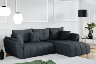 AX LIVING Antalya Eckschlafcouch mit Bettkasten 280 cm graphit