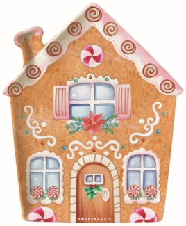 EasyLife Servierteller Sweet Christmas, Porzellan, Spülmaschinengeeignet, Mehrfarbig, Motiv: Lebkuchenhaus