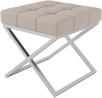 AX LIVING 1 Stk. Polster Hocker Pitinio 45 cm Creme Chrom-Gestell