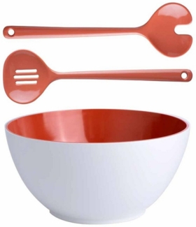 Marine Business Salatschüssel Große Salatschüssel, 27,5 cm rund incl. Besteck - Harmony Coral Summer, Melamin
