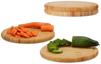Relaxdays Frühstücksbrettchen Set, 4 Stück, Bambus natur, 25 x 25 x 2 cm