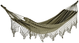 Kaemingk Hängematte, Outdoor Hängematte 100x200cm Baumwollmix mit Fransen Dunkelgrün