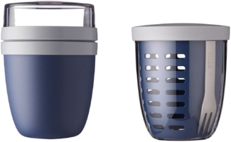 Mepal | Ellipse Lunchpot Duo | inkl. Fruitpot | Nordic Denim Design | praktische Essensaufbewahrung für unterwegs