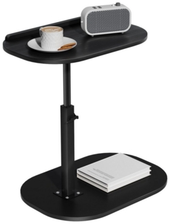 Rutaqian Beistelltisch Multifunktionaler C-Tisch Höhenverstellbar - Drehbare Platte (1-St, Beistelltisch & Nachttisch - Modernes Design in Schwarz), mit 2 Ablagefächern als Couchtisch