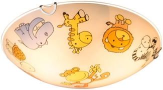 Kinder Deckenleuchte, Glas bunt, Tiermotive D 30 cm