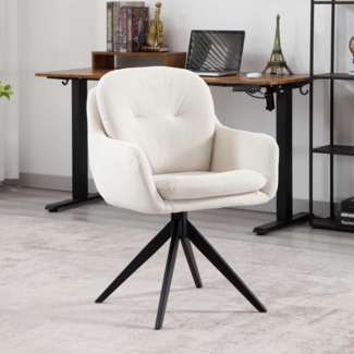 Moderner Chenille Bürostuhl mit Armlehnen, Drehstuhl - Beige