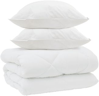 vidaXL Winterbettdecke mit Kissen 3 pcs Weiß Mikrofaser 3377821