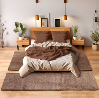 SIMPEX24 Hochflor-Bettumrandung Unicolor - Einfarbig, Höhe 30 mm, (Bett-Set, 3-tlg, Bettvorlage), Schlafzimmer Teppich Bettumrandung Läufer Set 3 teilig