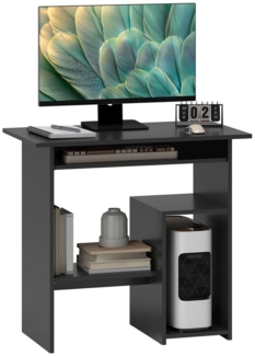 HOMCOM Computertisch mit offenen Fächern und Ablageflächen (Computertisch, 1-St, Schreibtisch), für Büro, Arbeitszimmer, 80 x 45 x 75 cm, Schwarz