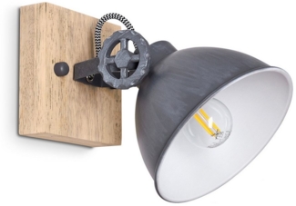 hofstein Wandleuchte »Mot« Wandlampe aus Metall und Holz in Blau-Grau/Natur, ohne Leuchtmittel, mit verstellbarem Strahler, 1xE14, Retro/Vintage Design