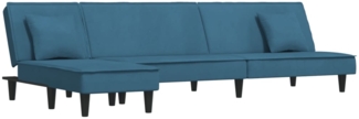 vidaXL Schlafsofa in L-Form Blau 255x140x70 cm Samt 3157250