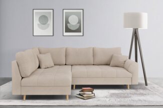 Home affaire Ecksofa CHARRE incl. 3 Zierkissen, L-Form, feine Steppung, lose Rückenkissen, auch in Cord und Bouclé