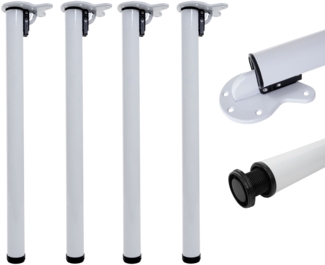 4er-Set Tischbein HWC-H34, für Schreibtisch Esstischfuß Tischgestell, klappbar 72cm ~ weiß