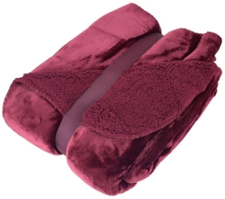 Kuscheldecke 150x200 cm mit Flanell und Sherpa Wohndecke Teddydecke, bordeaux