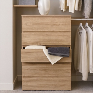 HTI-Living Kommode Kommode mit 5 grifflosen Schubladen Sonoma (Stück, 1 St, 1 Kommode), Anrichte Sideboard Schrank