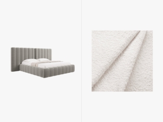 Micadoni Bett Kelp mit Doppelkopfteil Boucle Baloo Weiß 200x200