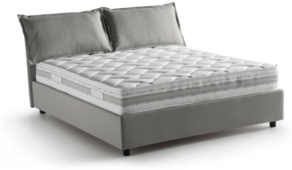 Dmora Doppelbett Arden, Bettkasten aus Stoff, Öffnung vorne, inklusive Matratze 140x190 cm, 100 % Made in Italy, Grau