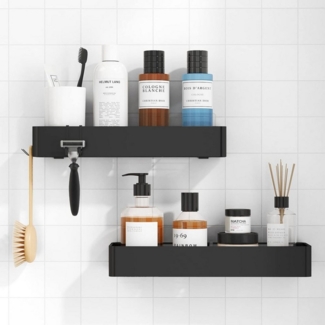 BlingBin Duschablage 2 Stück rostfreie Badezimmer Organizer ohne Bohren Badregal, 1er Set 2-tlg, mit großer Kapazität, langlebige Shampoo Halterung für Dusche