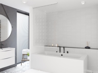 Halb-Kassetten Duschrollo 80x240 cm Modell 3D Quadro Duschvorhang