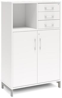 Büroschrank DNA 800x1275 mm Weiß/Weiß Schubladenmodul 3A4/2A4