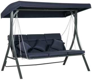 MC Star Hollywoodschaukel 3-Sitzer, bis 270 kg belastbar, Schaukelbank mit verstellbarem, mit verstellbarem Sonnendach, Gartenschaukel mit Kissen