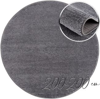 Teppich Rund - Grau - 120x120cm - Meliert Muster - Einfarbig - Hoch Tief Effekt - Kurzflor Weich Schlafzimmer Kinderzimmer Dekoration - Deko Teppiche