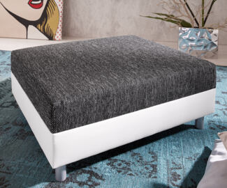 Sofa-Hocker Clovis Weiß/ Schwarz B98 x T83 Strukturstoff Sitzhocker