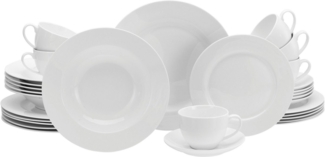 CreaTable Kombiservice Fleur Royal (30-tlg), 6 Personen, Porzellan, extrem dünn, leicht, lichtdurchlässig