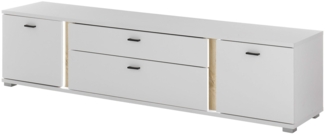 Lowboard Leander / Long Island , Holzwerkstoff , Weiß, Holzfarben , 200 x 45 x 42 cm