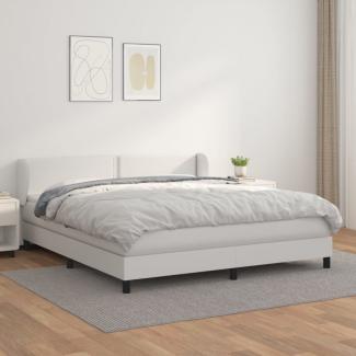 Boxspringbett mit Matratze Weiß 180x200 cm Kunstleder (Farbe: Weiß)