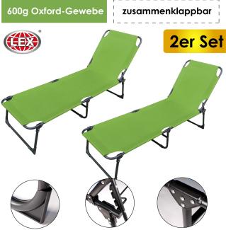 2er-Set Gartenliege 3-Bein Sonnenliege 188cm Strandliege Liegestuhl klappbar