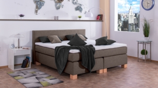 Meisterbetten Boxspringbett Vita 160x220 in W-Grey, Matratzenbezug Nano, Komfortschaum-Topper