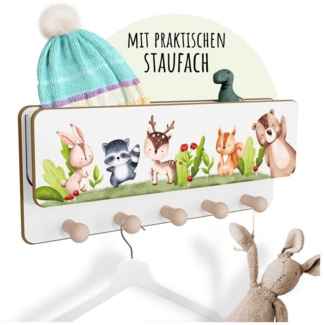 Holzura Kinderregal Kindergarderobe aus Holz mit Ablage und magnethaftendem Rahmen.