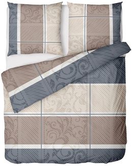 LINKHOFF Bettwäsche Biber Bettwäsche 155x220 Taupe - Beige, 100% Baumwolle, Übergröße, Bettwäsche-Set, Atmungsaktiv