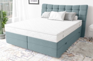 99rooms Santorini Boxspringbett Strukturstoff INARI Pastellblau 180x200 cm Bonell-Federung