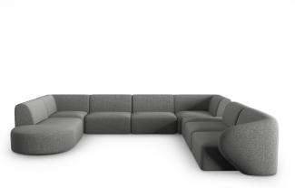 Micadoni Modulares Panorama Ecksofa Shane 8-Sitzer Rechts Chenille Dunkelgrau Melange