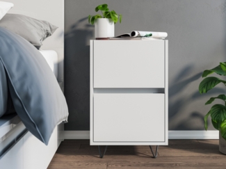 Nachttisch Kommode You 40cm 2 SoftClose stehend Weiß Hgl : Weiss hochglanz
