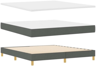 vidaXL Boxspringbett mit Matratze Creme 90x200 cm Stoff Dunkelgrau 3340291