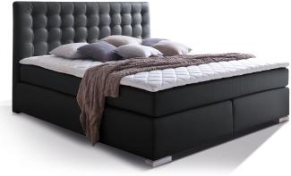 Möbel-Eins ISABELL Boxspringbett schwarz 180 x 200 cm, Härtegrad 2+3