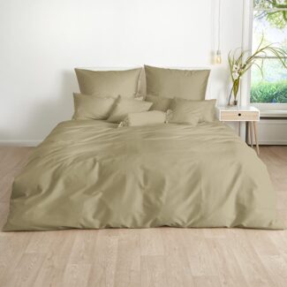 Traumschlaf Uni Mako-Satin Bettwäsche | 240x220 cm + 2 x 40 x 80 cm | cappucino