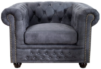 riess-ambiente Chesterfield-Sessel CHESTERFIELD 105cm antik grau (Einzelartikel, 1-St), Wohnzimmer · Microfaser · mit Armlehne · Federkern · Design