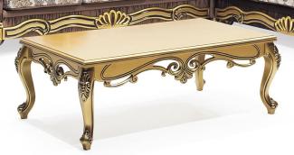 Casa Padrino Luxus Barock Couchtisch Gold - Rechteckiger Massivholz Wohnzimmertisch im Barockstil - Barock Möbel - Luxus Möbel im Barockstil - Barock Einrichtung - Edel & Prunkvoll