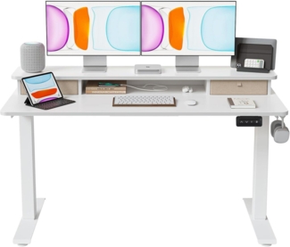Elektrischer Höhenverstellbarer Stehtisch mit Doppelschublade 140x60 cm