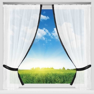 Gardinenset mit Stangendurchzug, Serie: Satin ca. 140x120 cm Auswahl: schwarz - jet black