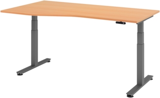 bümö elektrisch höhenverstellbarer Schreibtisch 180x100 cm in Buche, Gestell graphit - Schreibtisch höhenverstellbar elektrisch mit Memory-Steuerung, elektrischer Schreibtisch, Gaming Tisch, XDSM-18-6-G