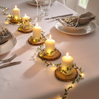 LED-Lichterkette "Buchs" Standleuchte Standlampe Kerzen Wohnzimmerdeko Tischdeko