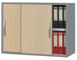 Schiebetüren-Aufsatzschrank 2 OH tec-art, Buche/Silber, 100x42x74cm