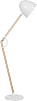 'Hetton' Stehlampe mit Marmorfuß, Arm und Schirm verstellbar, Metall weiß,175 cm