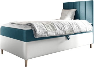 Boxspringbett Chapeni 'Junior 1' blau 80 x 200 cm Rechts